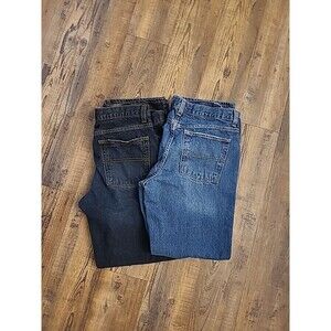 Lot Of 2 Mens Red Camel Jeans Dark Medium Wash Size 33w X 32 Straight Relaxed